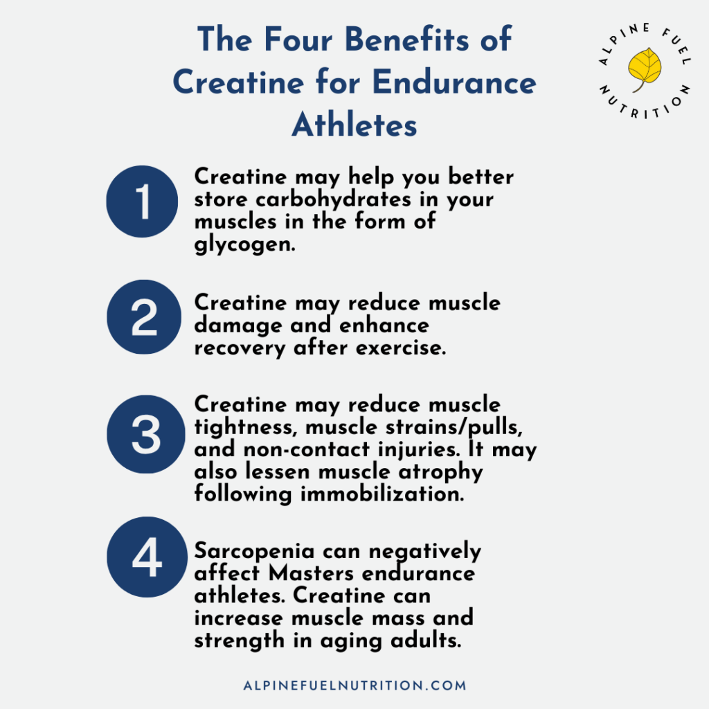 infographic showing the four benefits of creatine for endurance athletes