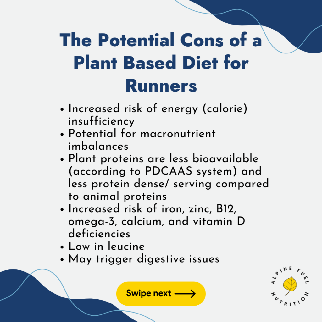 the potential cons of a plant based diet for runners